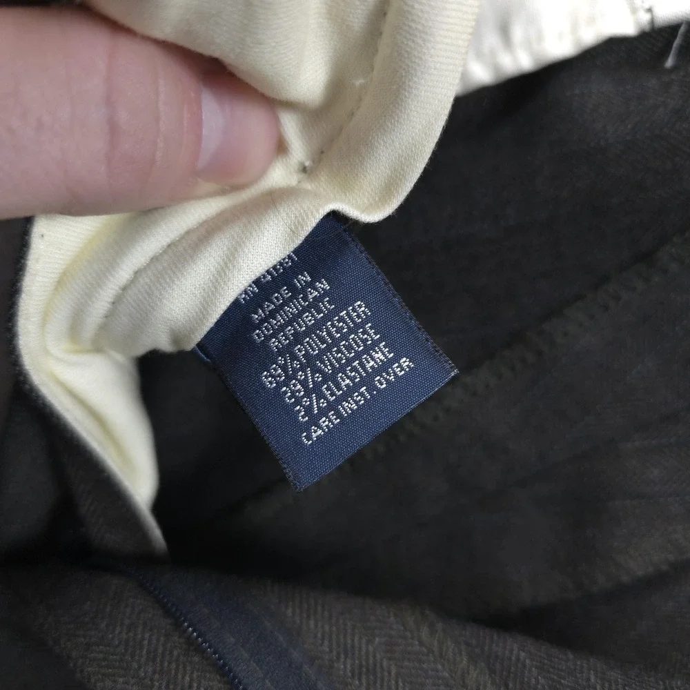 Vintage Polo Ralph Lauren Pants Mens 35x32 Brown Herringbone‎ Wool Tweed Slacks
